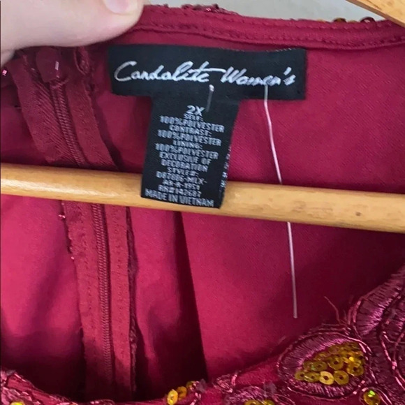 Candalite Plus Size Sequin gold Burgundy Formal Gown plus size size 2X - Picture 15 of 16